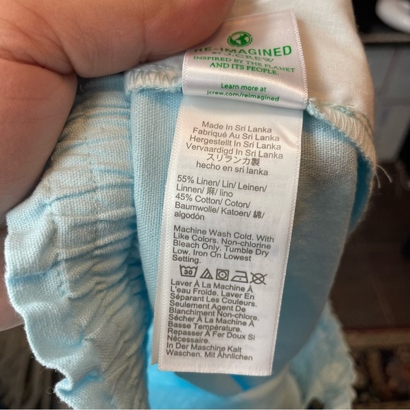 J. Crew Blue Linen Blend Drawstring Pants Sz L BG359 light baby blue - Picture 7 of 8